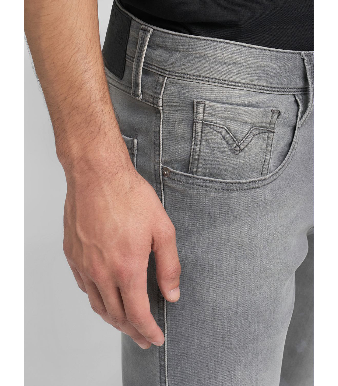 スリムフィットANBASS ブラックパワーストレッチデニム 詳細画像 グレー 6